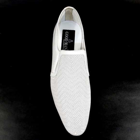 GOODMAN 🇮🇹 MEN'S WHITE LEATHER COMFORT SUMMER LOAFERS - Picture 4 of 6